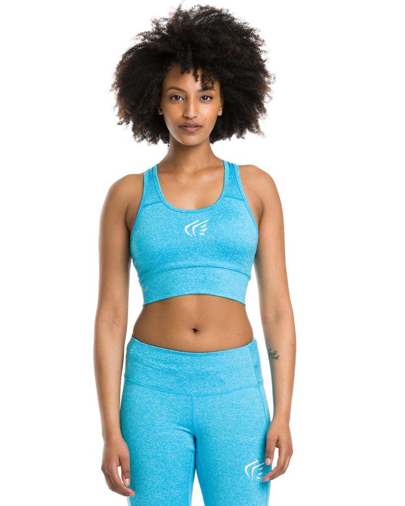 Women's Sports Bra, Teal White - Active Faith 