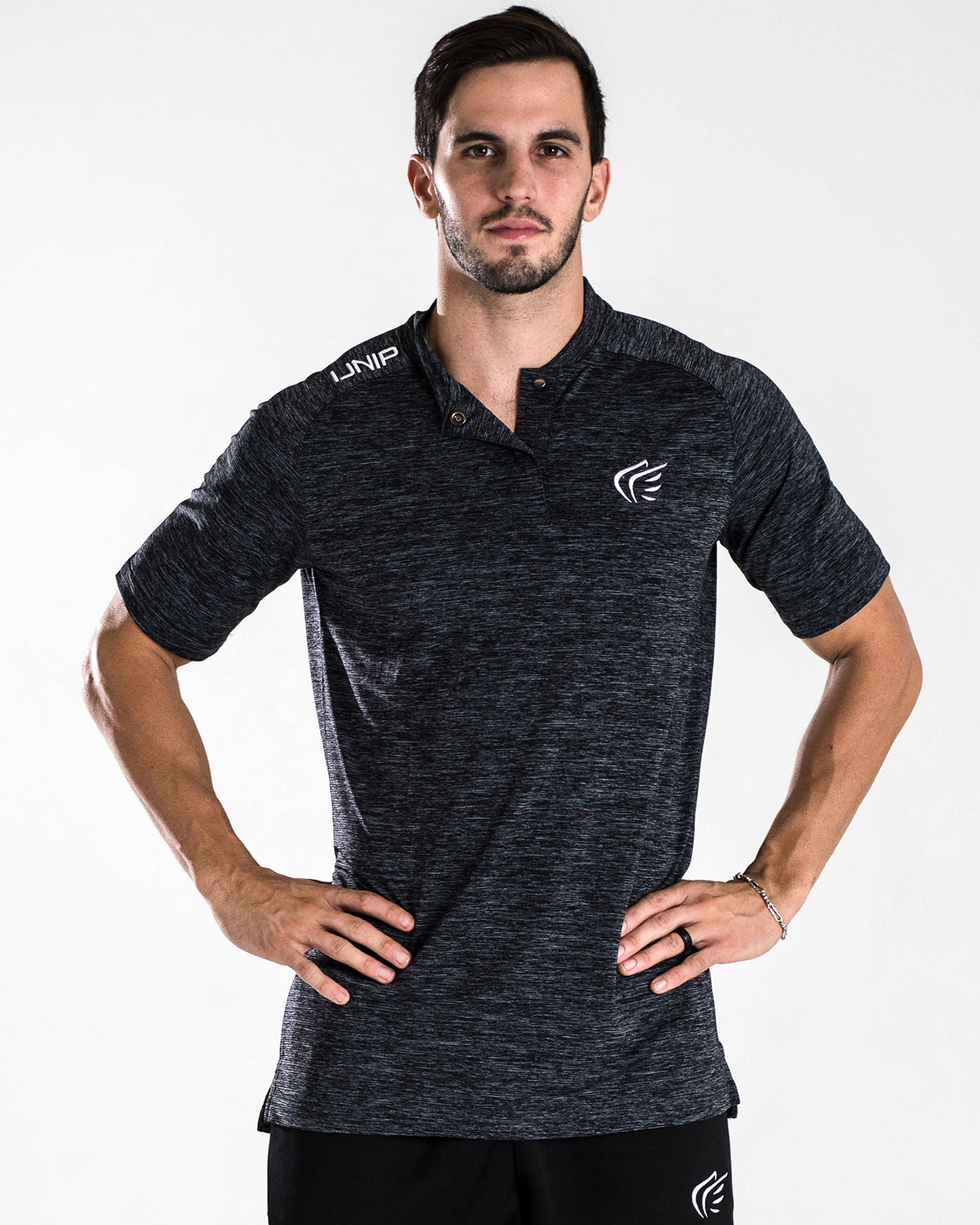 Men's Active Faith Modern Golf Polo T-shirt in Charcoal Color