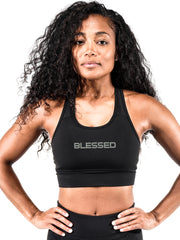 Women's Blessed Puff Print Sports Bra