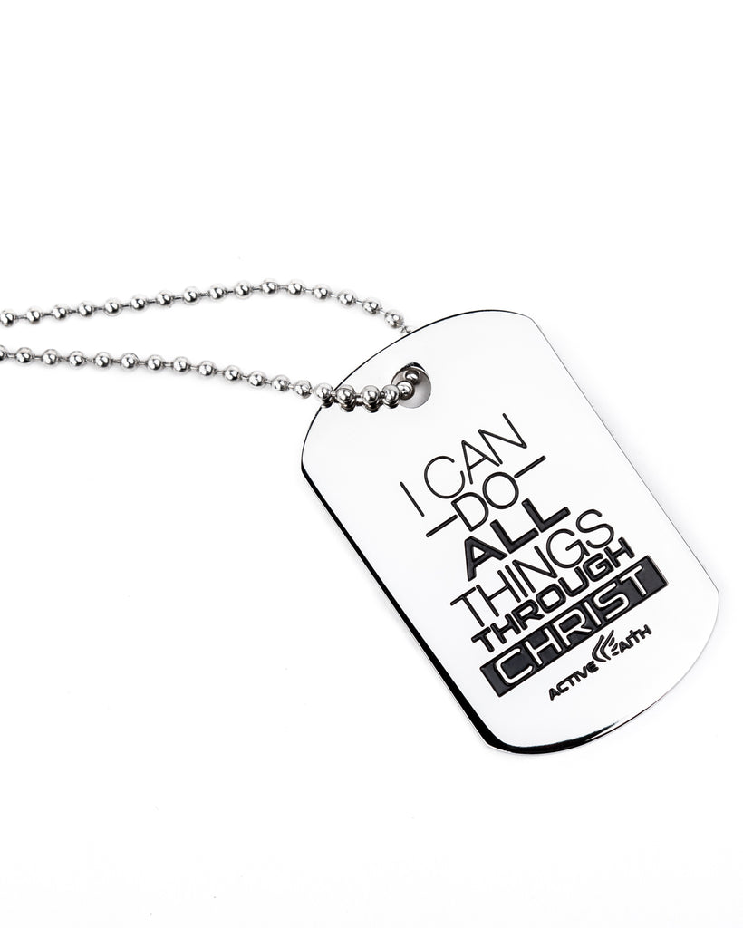 Women's I Can Do All Things Through Christ Dog Tag Silver