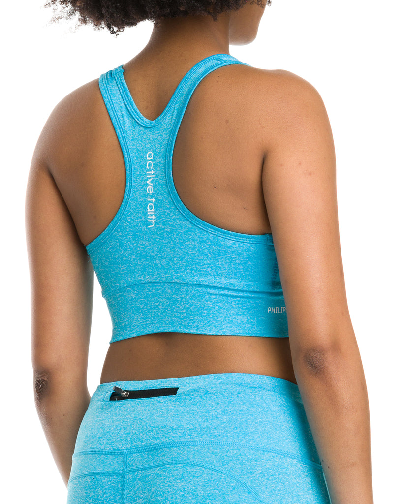 Faith Strappy Long Yoga Tank Top With Built in Bra in Dark Teal 