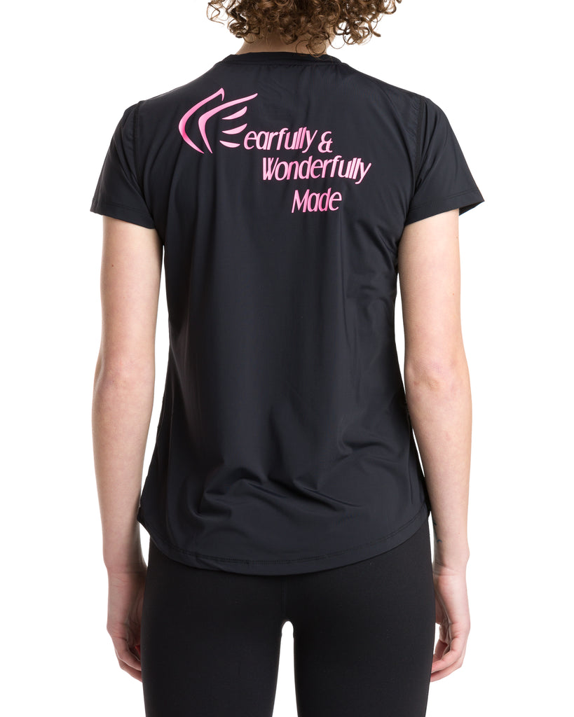Women's Black Pink Workout Shirt - Active Faith Sports