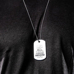 Men's I Can Do All Things Through Christ Dog Tag Silver Pendant