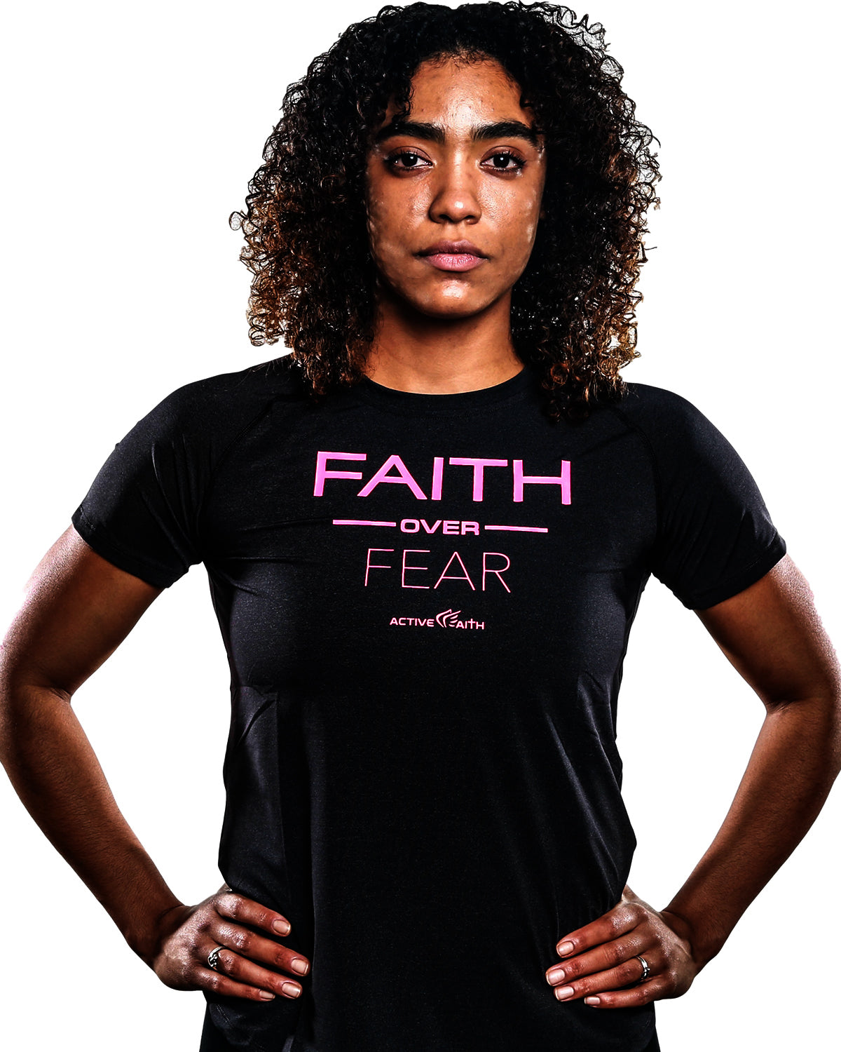 Black Faith Over Fear Christian Shirt for Women | Active Faith Sports