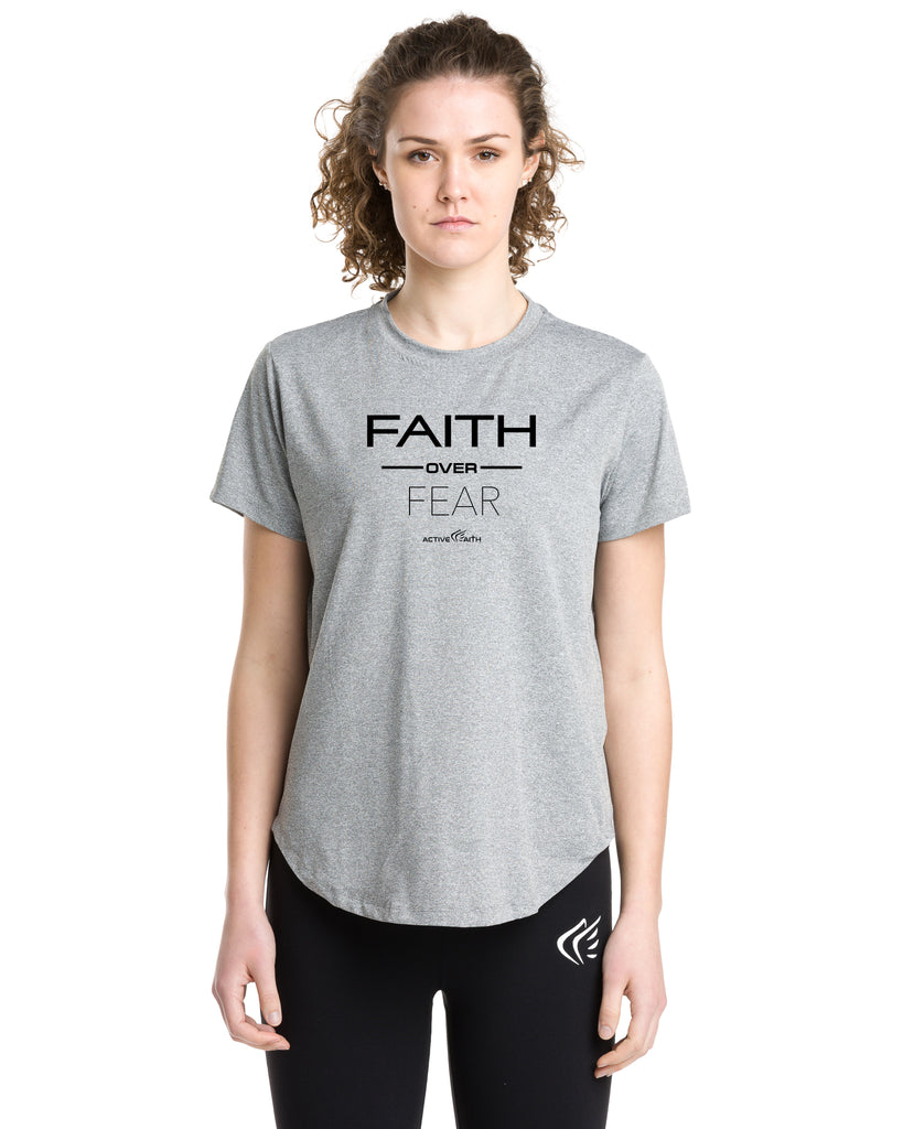 Buy Grey Faith Over Fear Performance Shirt for Women - Active Faith Sports