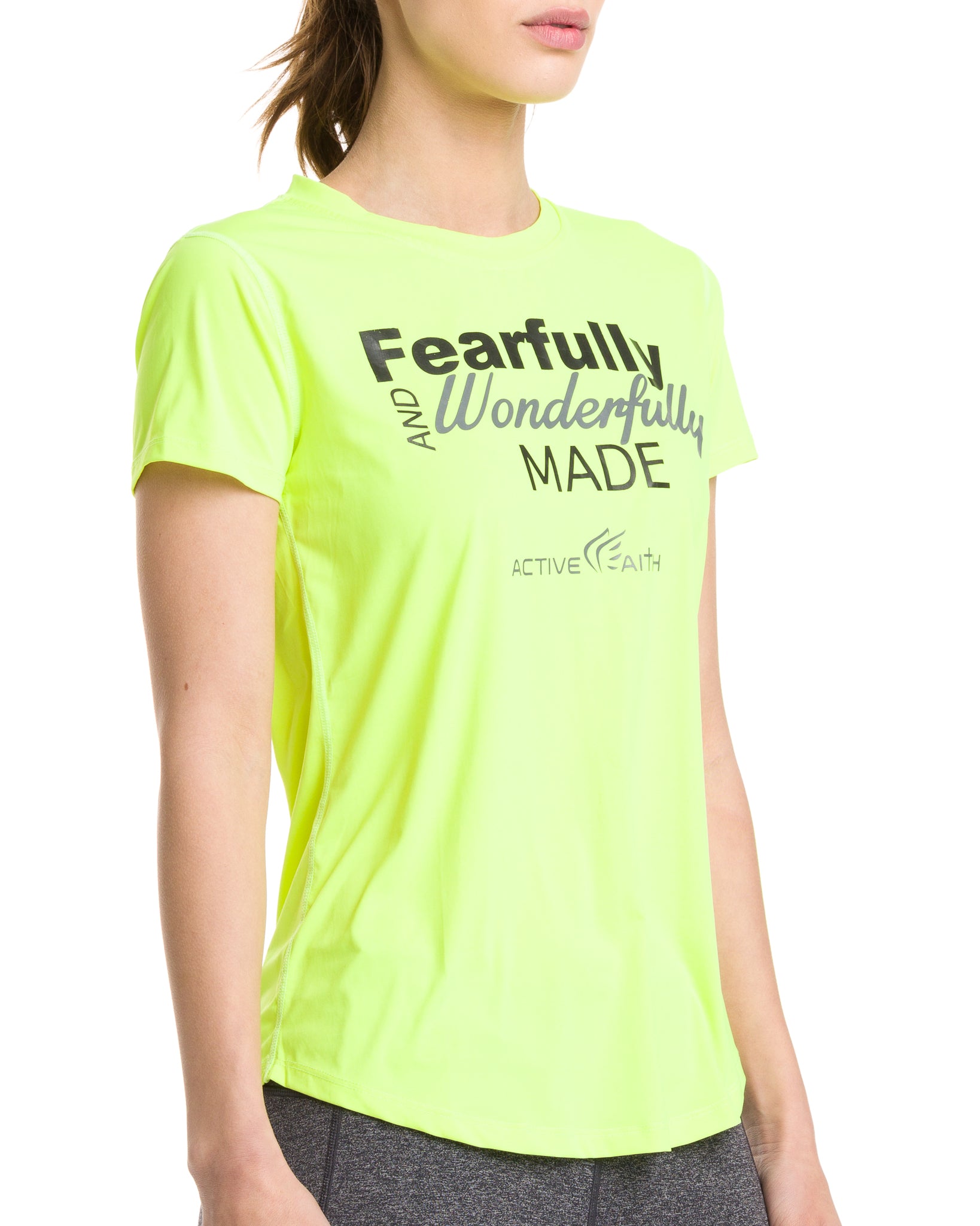 Women's Christian Sports Dri T-Shirt, Neon - Active Faith Sports 
