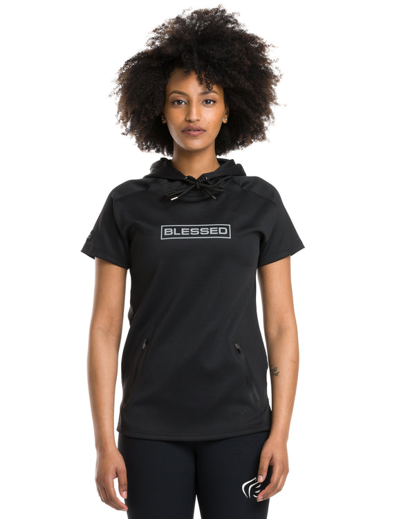 Women's short discount sleeve hooded top