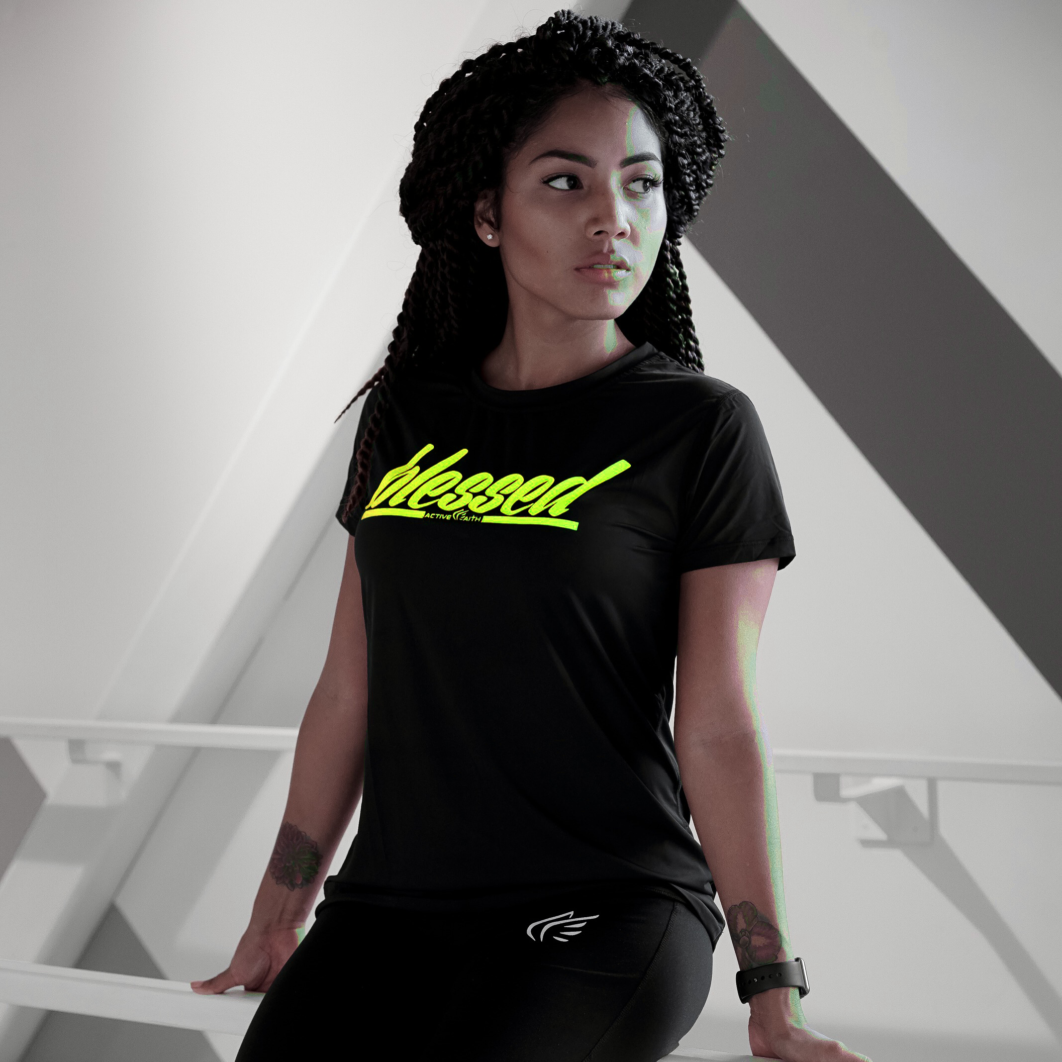 Volt Green Active Faith Sports Logo Women's Logo Tee 