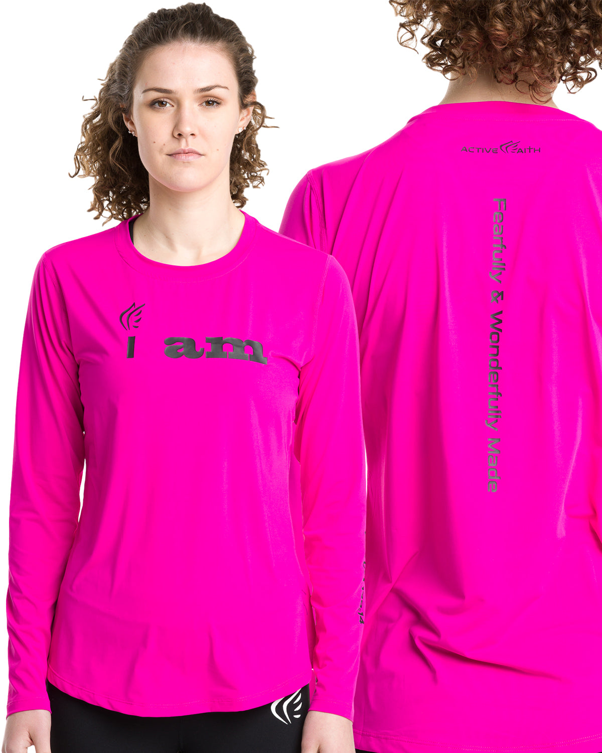 Women Longsleeve Pink Black Shirt - Active Faith Sports